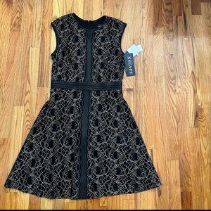 XSCAPE Black  / Beige Lace Overlace   Cocktail Dress